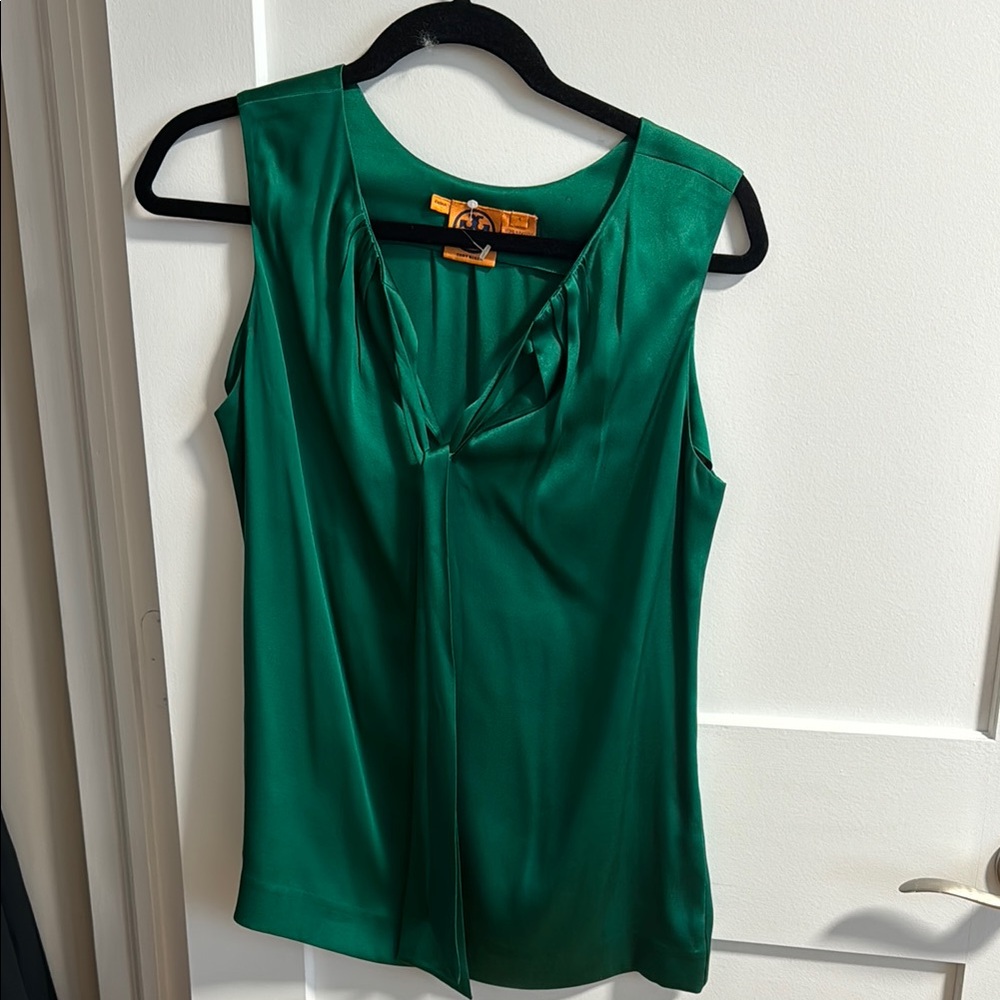 Tory Burch Green Bow tie Sleeveless Top